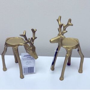 NWT Merry Moments Aldi Reindeer Tealight Holders, viral set of 2 gold metal